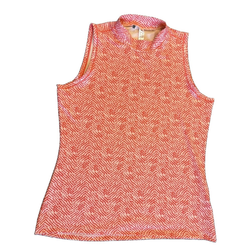 Adidas Ultimate 365 Mock Polo Sleeveless Shirt M Golf Pickleball Coral